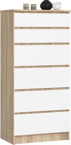 AKORD Furniture Factory OP0PK-6DABBIA001, Bílá, Dub, 6 zásuvka/zásuvek, Matný, 16 mm, 51 cm, 400 mm