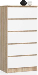 AKORD Furniture Factory OP0LK-6DABBIA004, Bílá, Dub, 5 zásuvka/zásuvek, Matný, 16 mm, 51 cm, 400 mm