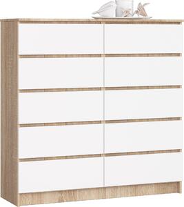 Akord Komoda 10 zásuvek Dub Sonoma / bílá 120x40x121 cm