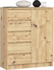 Akord Komoda 1dveová 5 zásuvek dub run vyrobená 80x35x97 cm