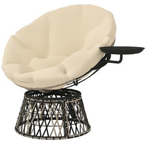 Outsunny Papasan – ratanové křeslo, otoné o 360°, proutné křeslo s poltáem, Ø 90 cm