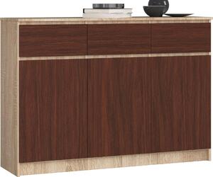 Akord Komoda 3 dvíka 3 zásuvky Sonoma/wenge