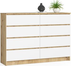 AKORD Furniture Factory OP0LK-140SZ8-ARTBIA, Bílá, Dub, 8 zásuvka/zásuvek, Matný, 16 mm, 60 cm, 400 mm