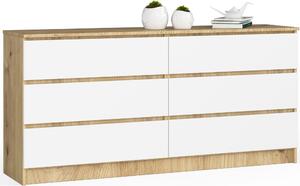 AKORD Furniture Factory OP0LK-160SZ6ARTBIA, Bílá, Dub, 6 zásuvka/zásuvek, Matný, 16 mm, 71 cm, 400 mm