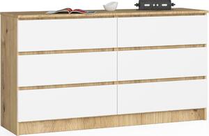 AKORD Furniture Factory OP0LK-140SZ6-ARTBIA, Bílá, Dub, 6 zásuvka/zásuvek, Matný, 16 mm, 60 cm, 400 mm