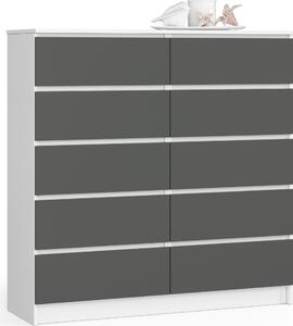 Akord Komoda 10 zásuvek bílá/grafit 120x40x121