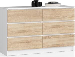 AKORD Furniture Factory OP0LK-1BIASON002, Bílá, Dub, 6 zásuvka/zásuvek, Matný, 16 mm, 51 cm, 400 mm