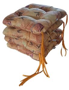 Podsedák na židli foukaný se šňůrkou - 40 x 40 cm - sada 4 ks - Žlutooranžový dekor - 4 ks