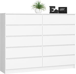 Akord Komoda 10 zásuvek bílá 160x40x121 cm