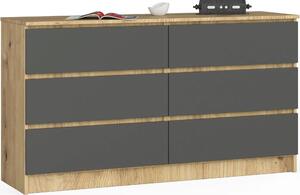 AKORD Furniture Factory OP0LK-140SZ6-ARTSZA, Dub, 6 zásuvka/zásuvek, Matný, 16 mm, 60 cm, 400 mm