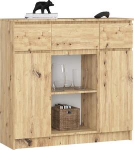 Akord Komoda 2 dveře 3 zásuvky 1 malé dvíko emeslnický dub 101x35x98 cm