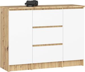 Akord Komoda 2 dvíka 3 zásuvky emeslnický dub/bílá 101x35x76
