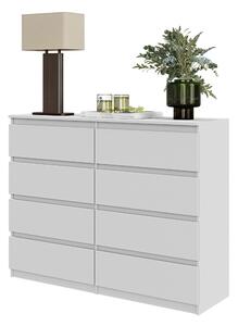 FURNICA - GABRIEL - Komoda s 8 zásuvkami - bílá matná V92cm 120cm H33cm