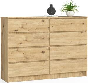 AKORD Furniture Factory OP0LK-140SZ8-ART, Dub, 8 zásuvka/zásuvek, Matný, 16 mm, 60 cm, 400 mm
