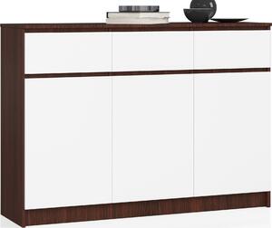 Akord Komoda 3 dveře 3 zásuvky wenge/bílá 138x40x99 cm