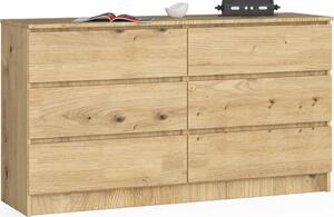 AKORD Furniture Factory OP0LK-140SZ6-ART, Dub, 6 zásuvka/zásuvek, Matný, 16 mm, 60 cm, 400 mm