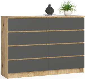 AKORD Furniture Factory OP0LK-140SZ8-ARTSZA, Dub, 8 zásuvka/zásuvek, Matný, 16 mm, 60 cm, 400 mm