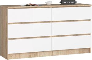 AKORD Furniture Factory OP0LK-1DABBIA002, Bílá, Dub, 6 zásuvka/zásuvek, Matný, 16 mm, 60 cm, 400 mm