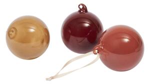 Ferm Living Vánoční baňky Glass Baubles M set 3 ks, roseate opaque