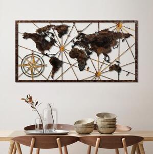 Nástěnná dekorace 120x60 cm mapa světa kov