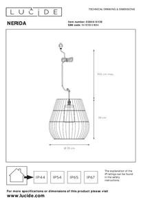 LUCIDE 03844/01/30 NERIDA venkovní závěsné svítidlo 1xE27 D350mm IP44 černá