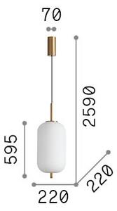 Ideal Lux 314952 UMILE-2 závěsné svítidlo LED 20W 2000/1420lm 3000K zlatá, bílá