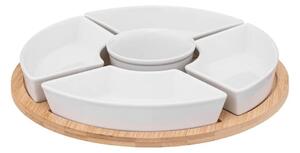 DekorStyle Sada servírovacích misek Helper porcelán/bambusové dřevo
