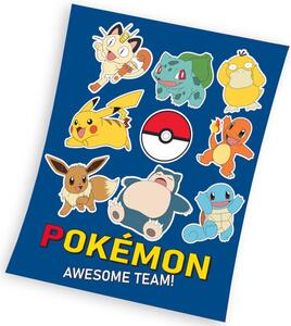 Carbotex Dětská deka Pokémon Připraveni k boji, 130 x 160 cm