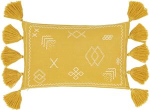 Žlutý bavlněný dekorativní povlak na polštář Westwing Collection Huata, 30 x 50 cm