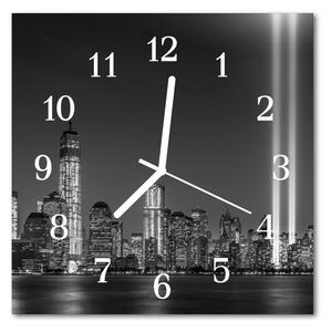Nástenné skleněné hodiny Černé a bílé město 30x30 cm