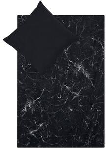 Černé povlečení na jednolůžko z bavlněného perkálu Westwing Collection Malin, 135 x 200 cm