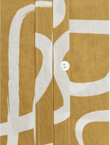 Žluto-bílé povlečení na jednolůžko z bavlněného perkálu Westwing Collection Malu, 135 x 200 cm