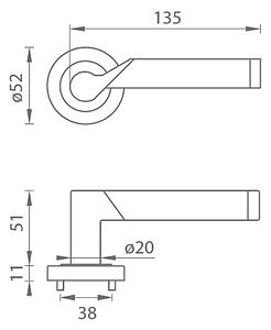 Dveřní kování MP Marena - R 794 (OC/BN - Chrom lesklý / broušená nerez), klika-klika, Otvor na cylindrickou vložku PZ, MP OC/BN