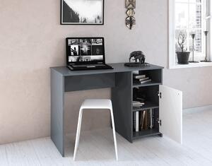 KONDELA PC stůl, grafit / bílá, DEDE