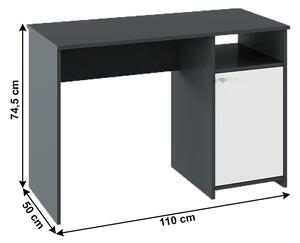 KONDELA PC stůl, grafit / bílá, DEDE