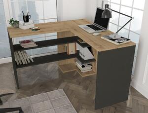 Rohový psací stůl ABSOLUTE, sapphire/antracit