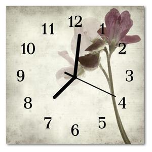 Skleněné hodiny čtvercové Vintage květina 30x30 cm