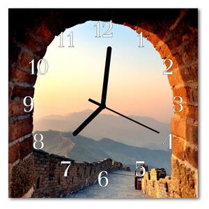 Nástenné skleněné hodiny Velká čínská zeď 30x30 cm