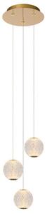 LUCIDE 13499/13/60 CINTRA závěsné svítidlo D250mm LED 3x4,7W/3x283lm 2700K mosazná, průhledná