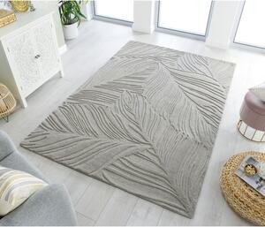 Šedý vlněný koberec Flair Rugs Lino Leaf, 160 x 230 cm