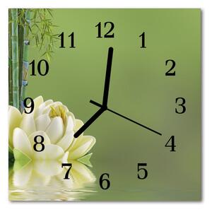 Nástenné skleněné hodiny lilie 30x30 cm