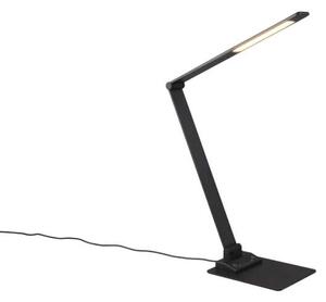 Trio Leuchten 545310132 TRAVIS - LED stolní lampa na pracovní stůl v černé barvě s USB pro nabíjení mobilu, LED 6,5W, 3000+5000+6500K (Moderní stmívatelná LED stolní lampa na pracovní stůl)