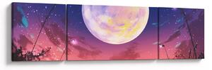 Obraz - Žena a pes při úplňku (170x50 cm)