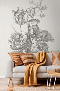 Vliesová obrazová tapeta na zeď, Rytina kytice květin 158887, 186 x 279 cm, Blush, Esta Home