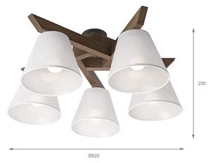 Brilagi - LED Přisazený lustr ANTHONY 5xE14/40W/230V dub ořech/bílá