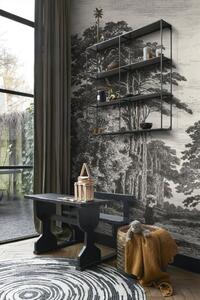 Vliesová obrazová tapeta na zeď, Rytina borovicového lesa 158886, 186 x 279 cm, Blush, Esta Home