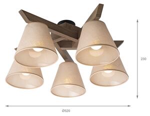 Brilagi - LED Přisazený lustr ANTHONY 5xE14/40W/230V dub ořech/béžová