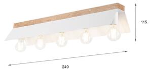 Stropní svítidlo ESME 5xE27/15W/230V bílá/dub