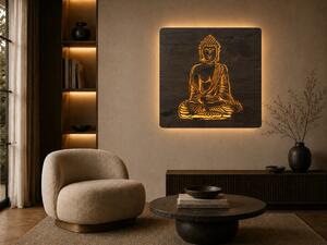 "Buddha" světelný obraz 230V 62x62 cm provedení povrchu: dub světlý