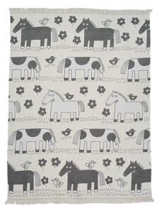 Klippan Bavlněná deka Horse black white 140x180